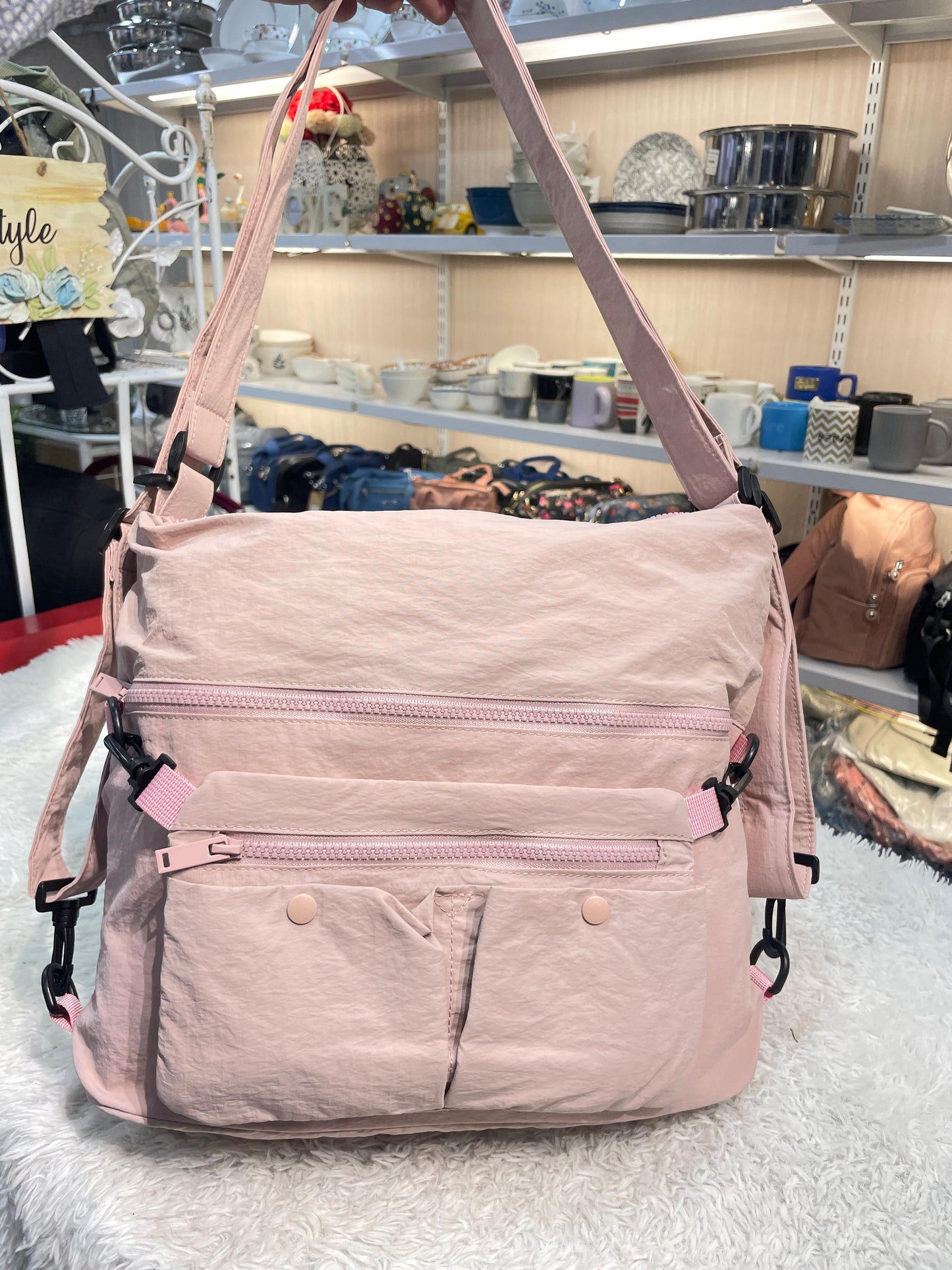 Blu Korea 3-in-1 Convertible Sling Backpack | Lightweight Korean Nylon | Water-Repellent Multi-Pocket Bag for Women