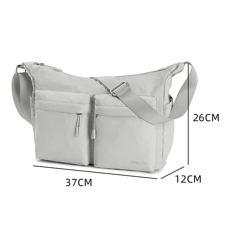 Feather Nylon Multi-Pocket Sling – Large | Lightweight Soft Nylon Crossbody Bag for Women