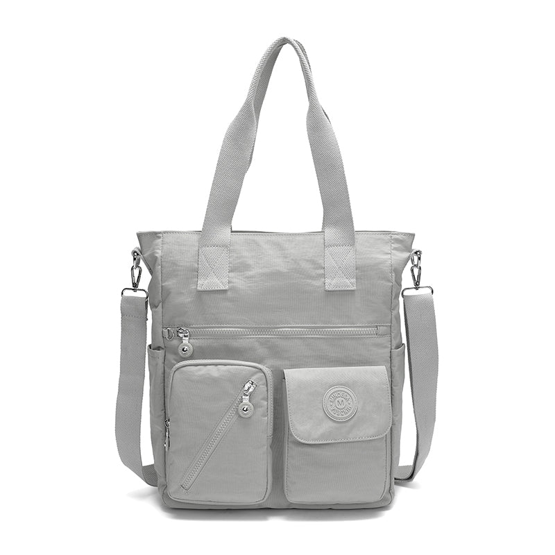 XL Tote – Multi-Pocket Lightweight Waterproof Crinkle Nylon Tote Bag (Convertible Shoulder & Sling Bag)