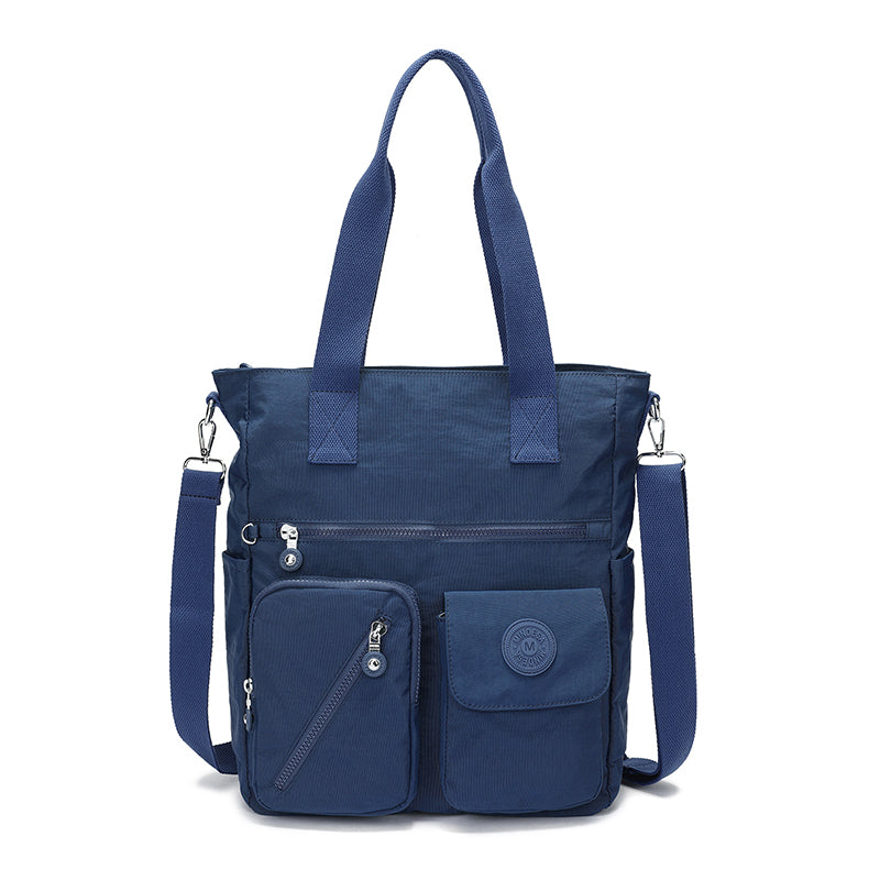 XL Tote – Multi-Pocket Lightweight Waterproof Crinkle Nylon Tote Bag (Convertible Shoulder & Sling Bag)