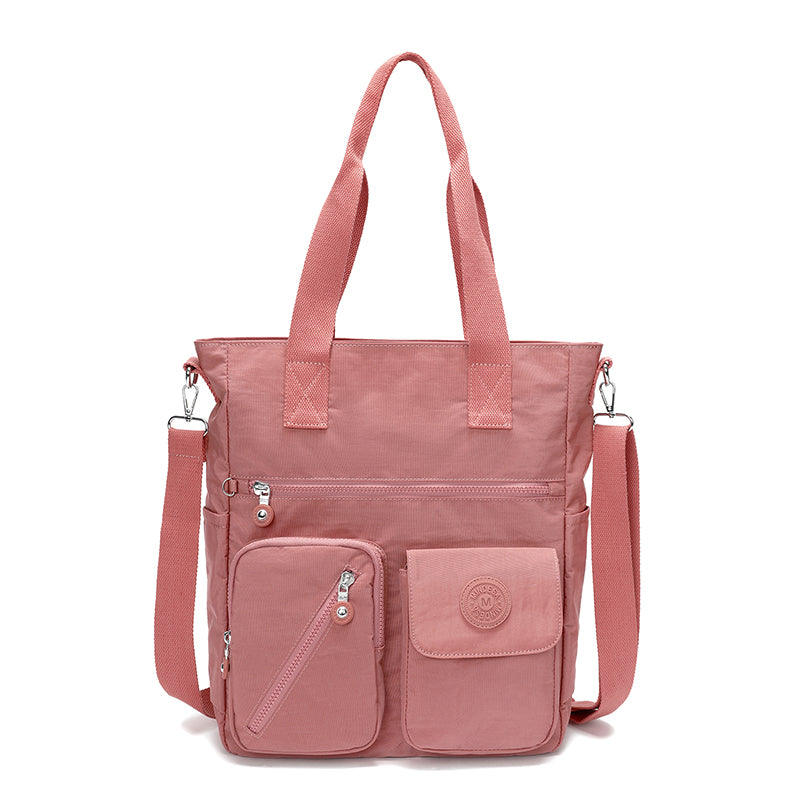 XL Tote – Multi-Pocket Lightweight Waterproof Crinkle Nylon Tote Bag (Convertible Shoulder & Sling Bag)