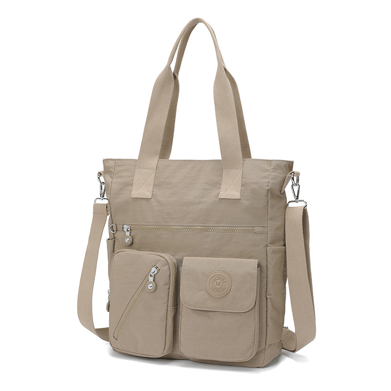 XL Tote – Multi-Pocket Lightweight Waterproof Crinkle Nylon Tote Bag (Convertible Shoulder & Sling Bag)