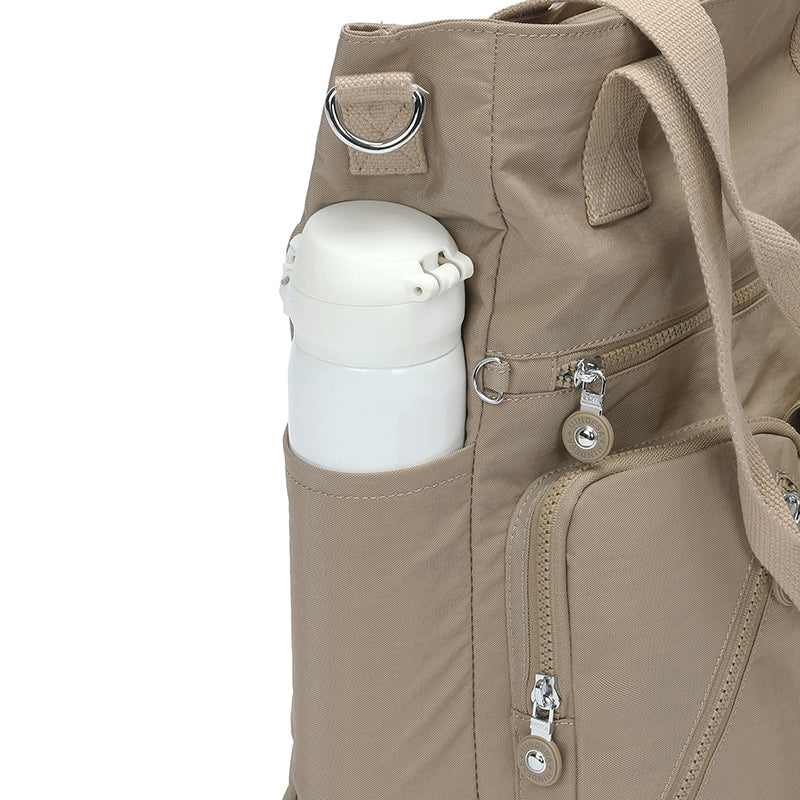 XL Tote – Multi-Pocket Lightweight Waterproof Crinkle Nylon Tote Bag (Convertible Shoulder & Sling Bag)