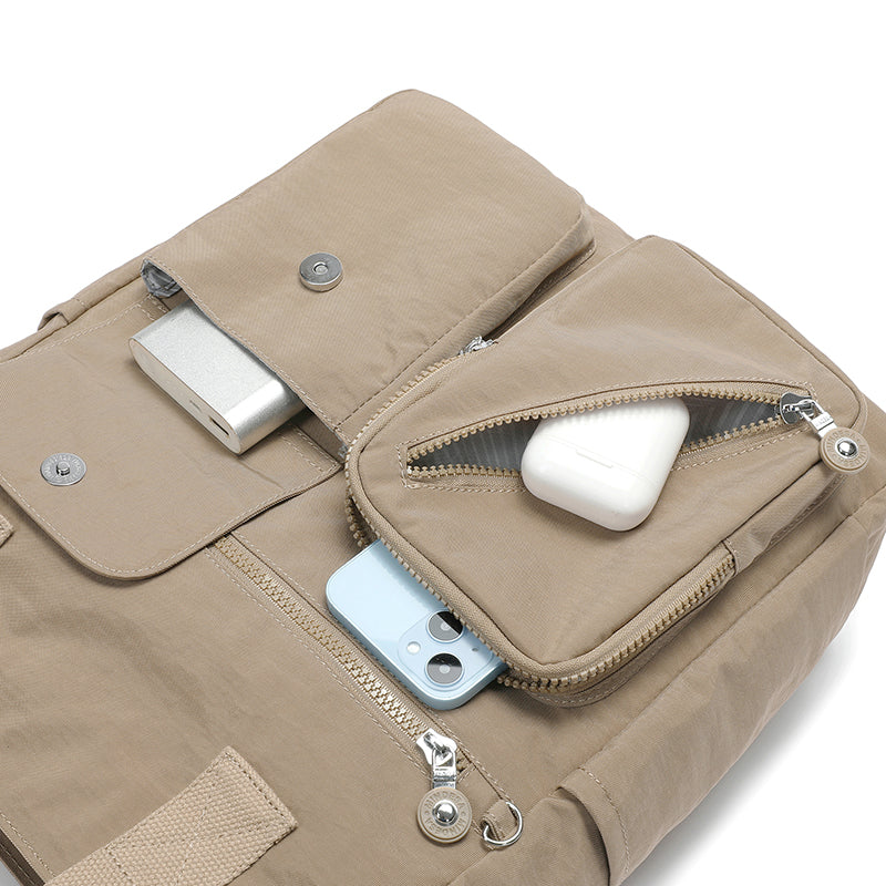 XL Tote – Multi-Pocket Lightweight Waterproof Crinkle Nylon Tote Bag (Convertible Shoulder & Sling Bag)