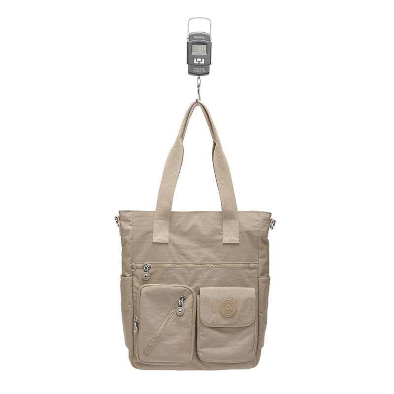 XL Tote – Multi-Pocket Lightweight Waterproof Crinkle Nylon Tote Bag (Convertible Shoulder & Sling Bag)