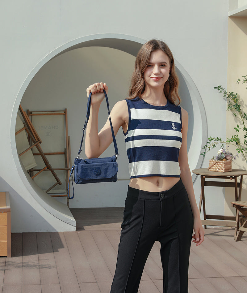 Belle Zip – Waterproof Crinkle Nylon Clutch & Sling / Lightweight Multi-Pocket Crossbody ( 8 Colours)