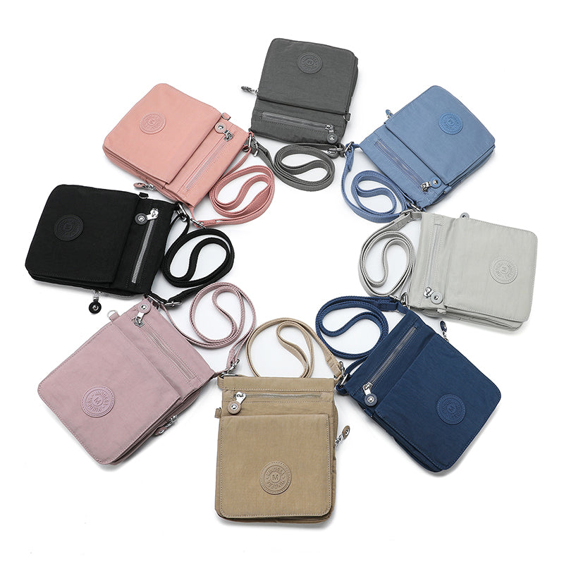 Waterproof Nylon Crossbody with Front Zipper Pocket (Passport Sling)