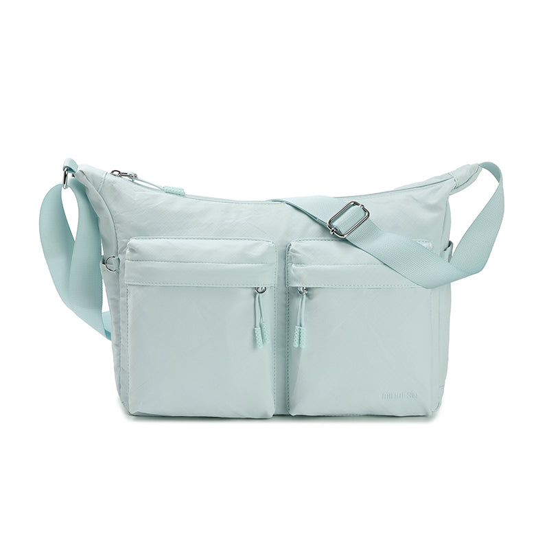 Feather Nylon Multi-Pocket Sling – Large | Lightweight Soft Nylon Crossbody Bag for Women