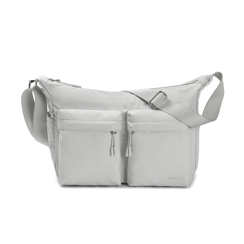 Feather Nylon Multi-Pocket Sling – Large | Lightweight Soft Nylon Crossbody Bag for Women
