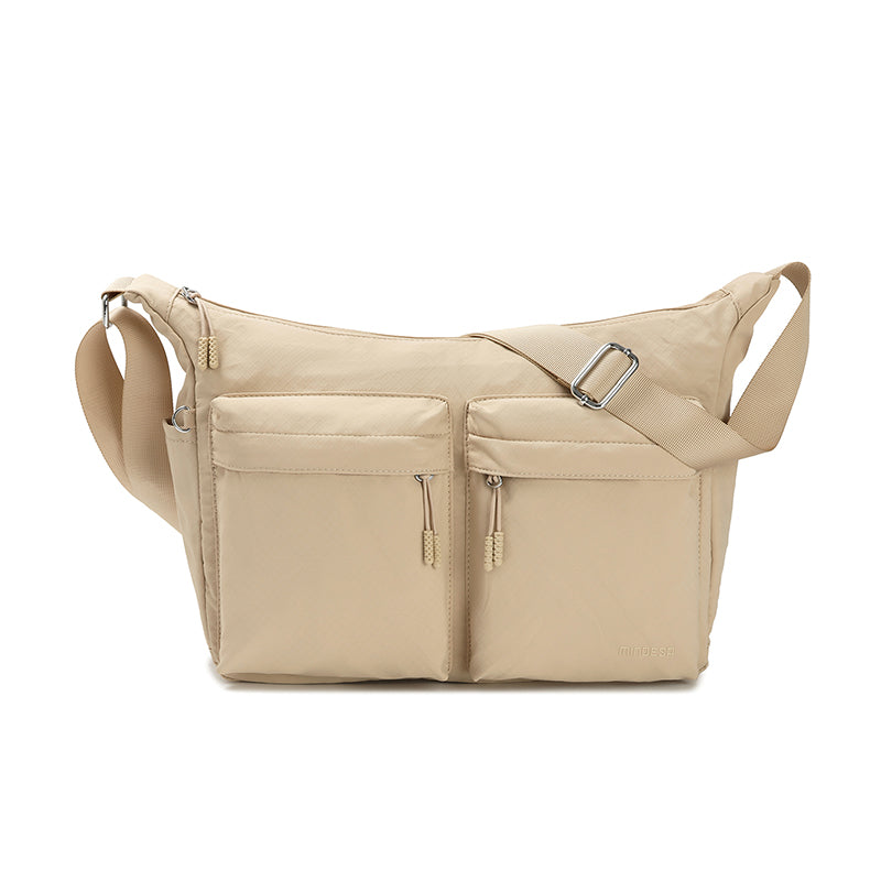 Feather Nylon Multi-Pocket Sling – Large | Lightweight Soft Nylon Crossbody Bag for Women