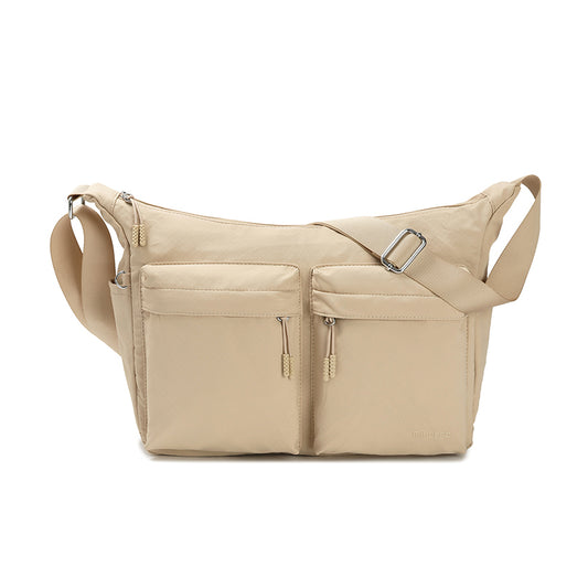 Feather Nylon Multi-Pocket Sling – Large | Lightweight Soft Nylon Crossbody Bag for Women