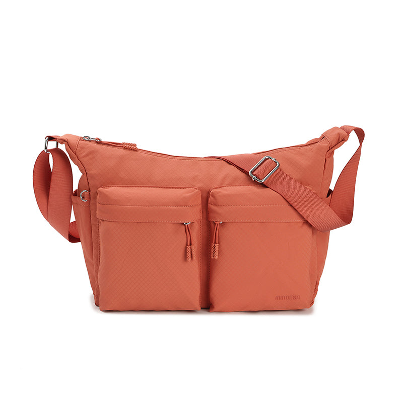 Feather Nylon Multi-Pocket Sling – Large | Lightweight Soft Nylon Crossbody Bag for Women