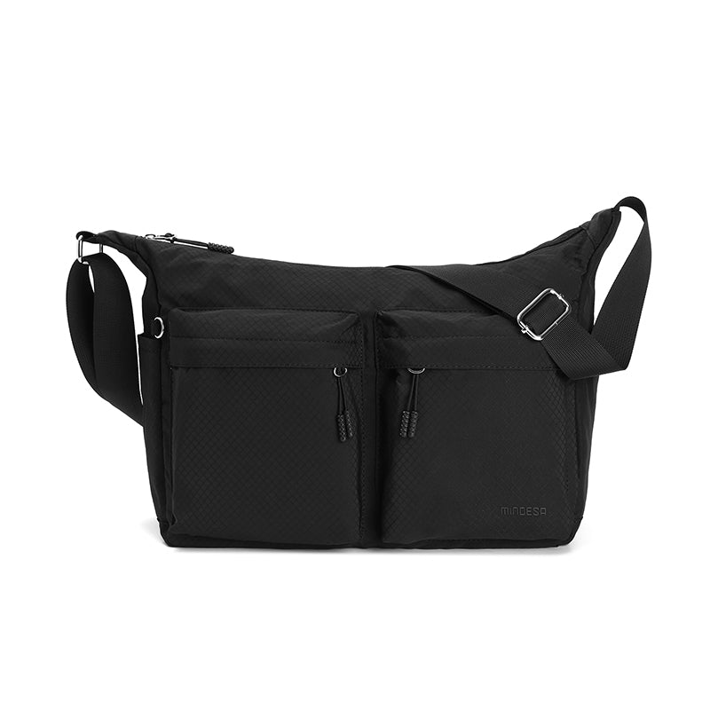 Feather Nylon Multi-Pocket Sling – Large | Lightweight Soft Nylon Crossbody Bag for Women