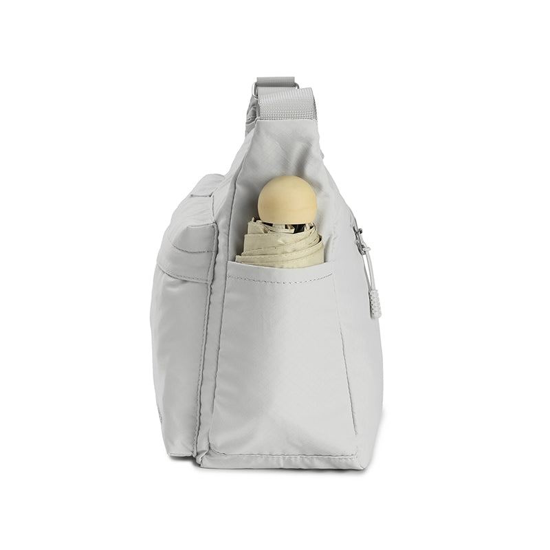 Feather Nylon Multi-Pocket Sling – Large | Lightweight Soft Nylon Crossbody Bag for Women
