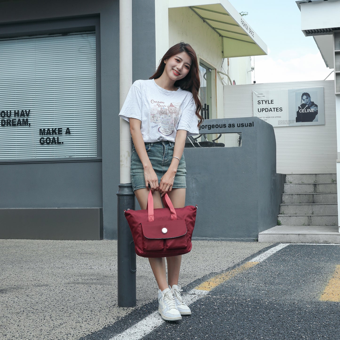 Large Utility Capacity Multi-Pocket Nylon Tote Bag – Lightweight & Water-Resistant