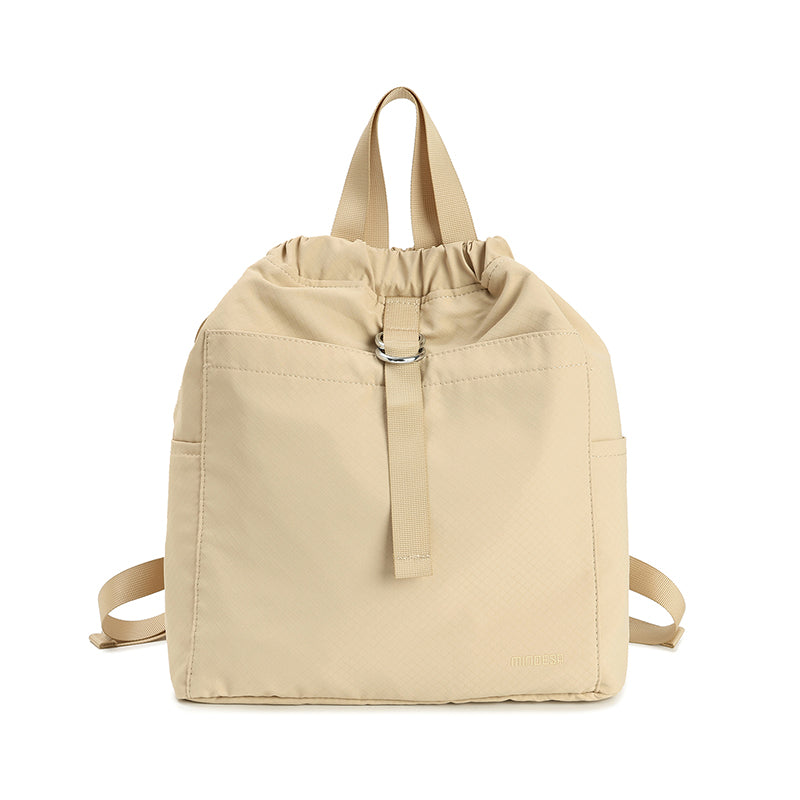 Feather Nylon Drawstring Backpack for Women | Lightweight Soft Carry Bag