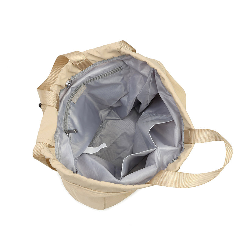 Feather Nylon Drawstring Backpack for Women | Lightweight Soft Carry Bag
