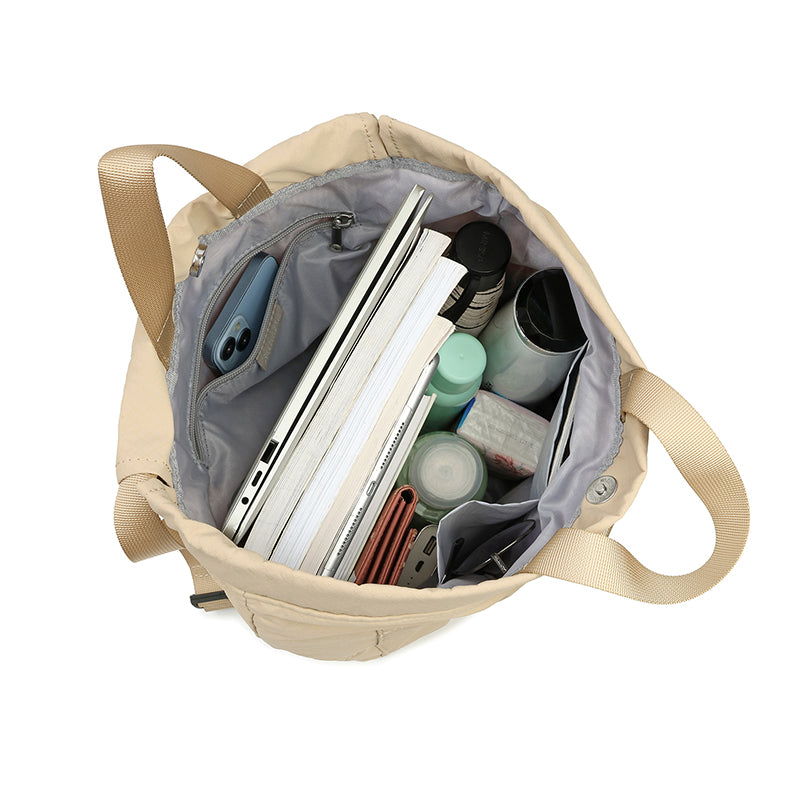 Feather Nylon Drawstring Backpack for Women | Lightweight Soft Carry Bag