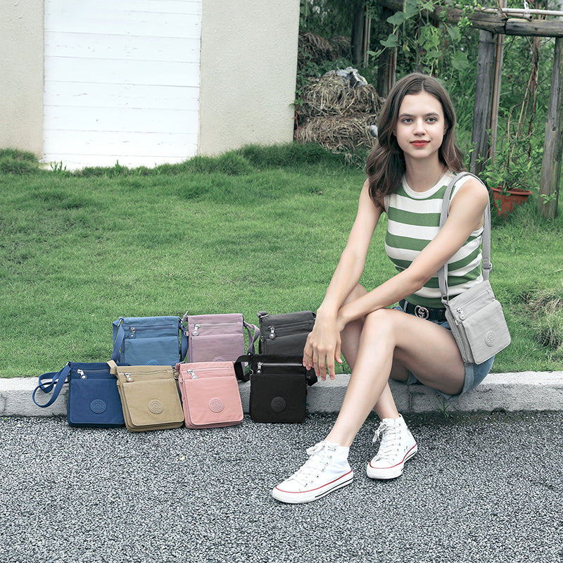 Waterproof Nylon Crossbody with Front Zipper Pocket (Passport Sling)