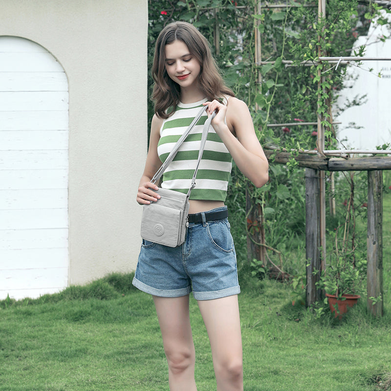 Waterproof Nylon Crossbody with Front Zipper Pocket (Passport Sling)