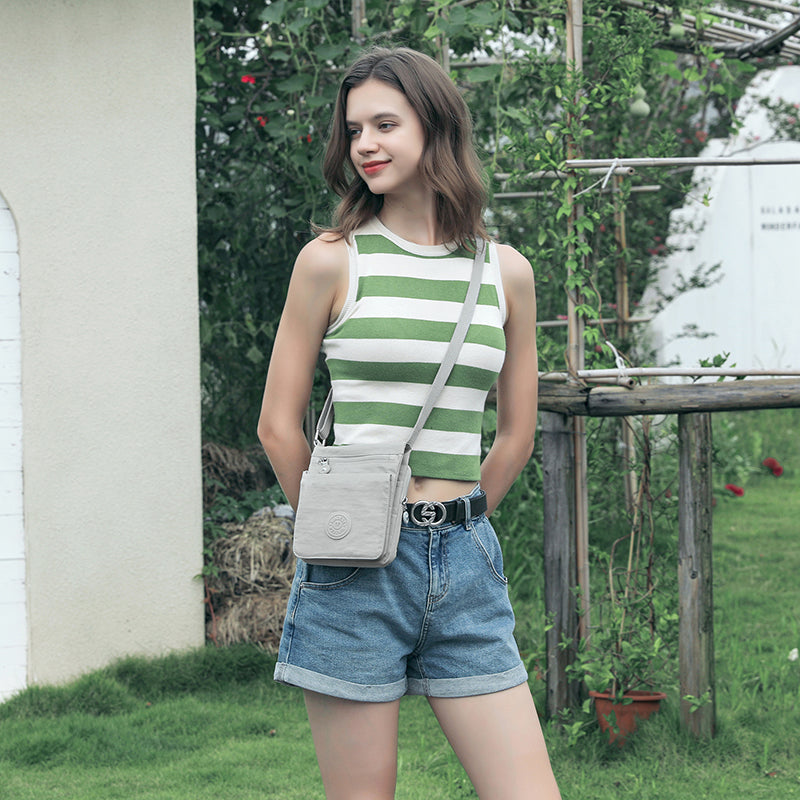 Waterproof Nylon Crossbody with Front Zipper Pocket (Passport Sling)