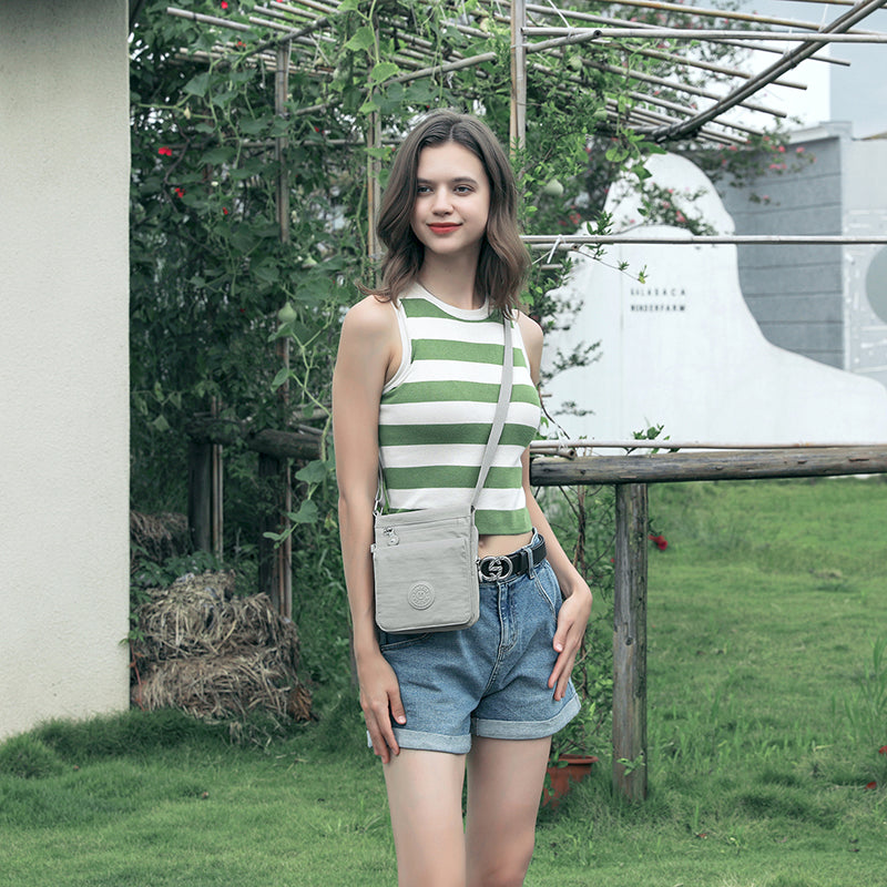 Waterproof Nylon Crossbody with Front Zipper Pocket (Passport Sling)